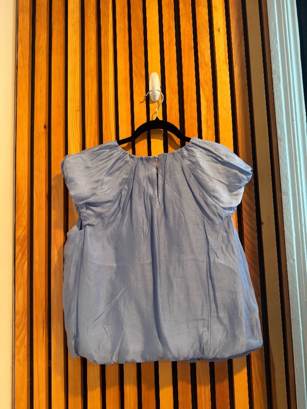 Worthington Periwinkle Blue Bubble Hem Blouse - Size XS - Shimmer Finish